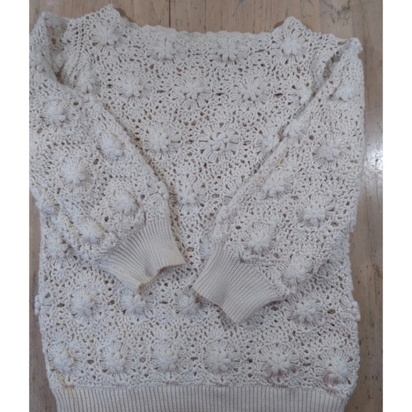 SK Imports neutral tone boho crochet sweater - Picture 6 of 10